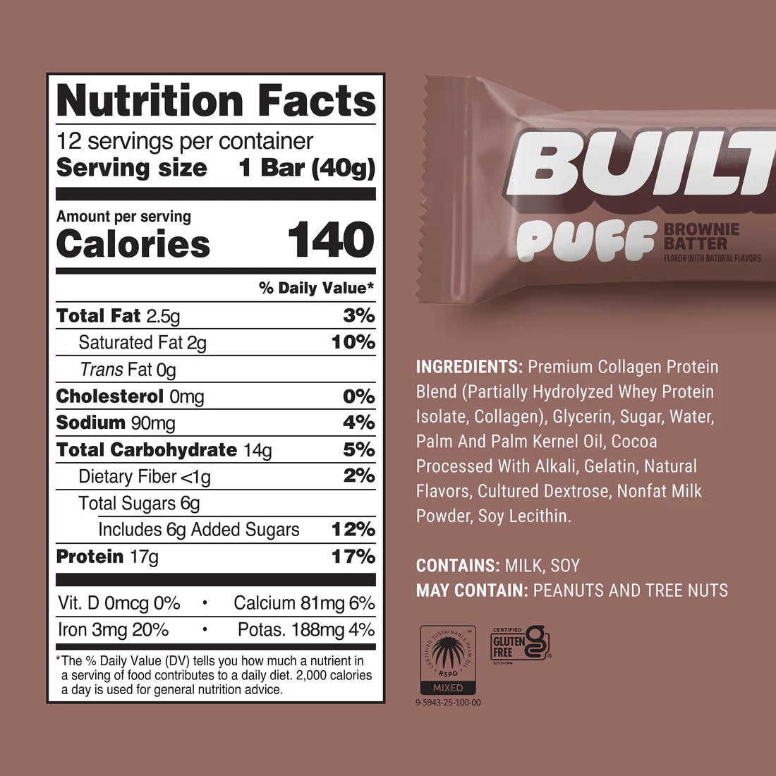 BUILT Brownie Batter Puff  | 40g