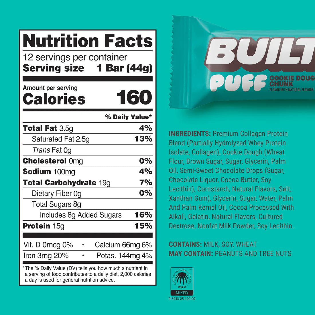 BUILT Cookie Dough Chunk Protein Puff | 40g
