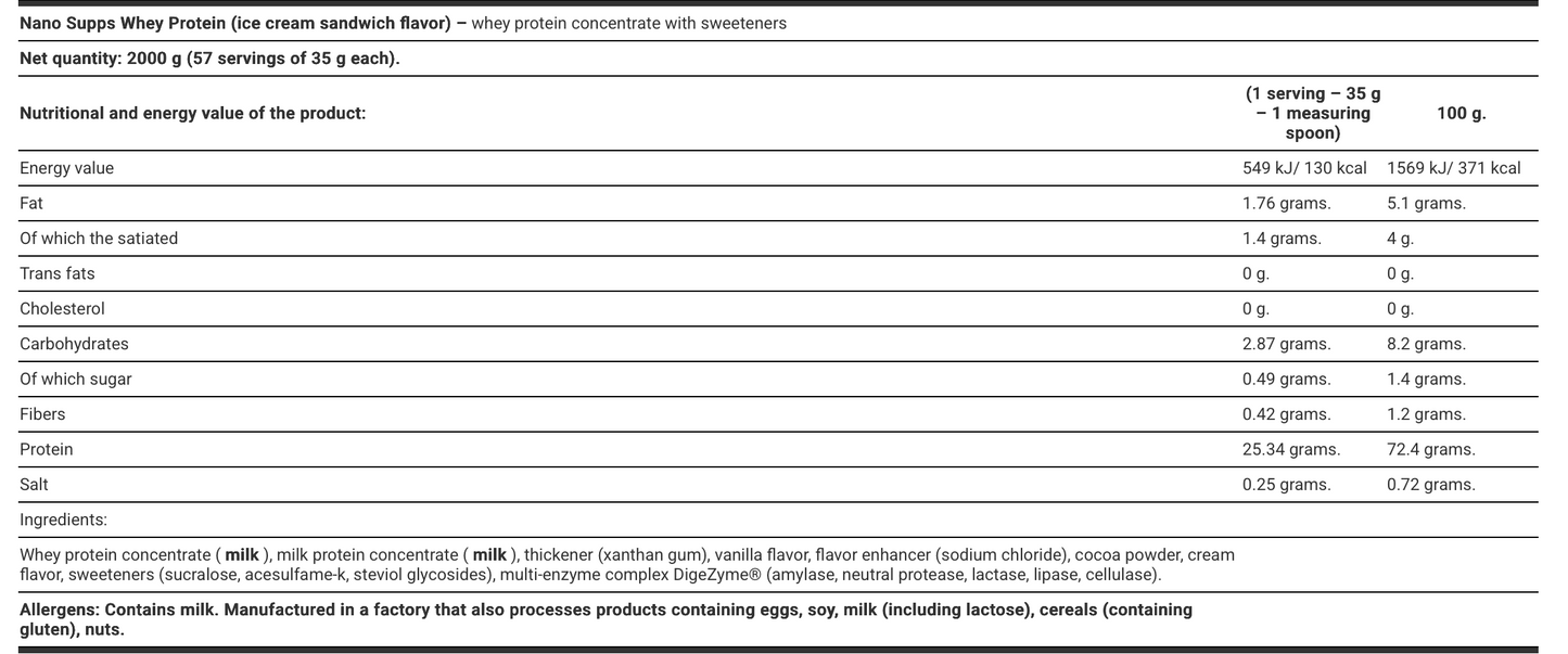 NANO SUPPS Whey Protein 2kg | 57 Servings