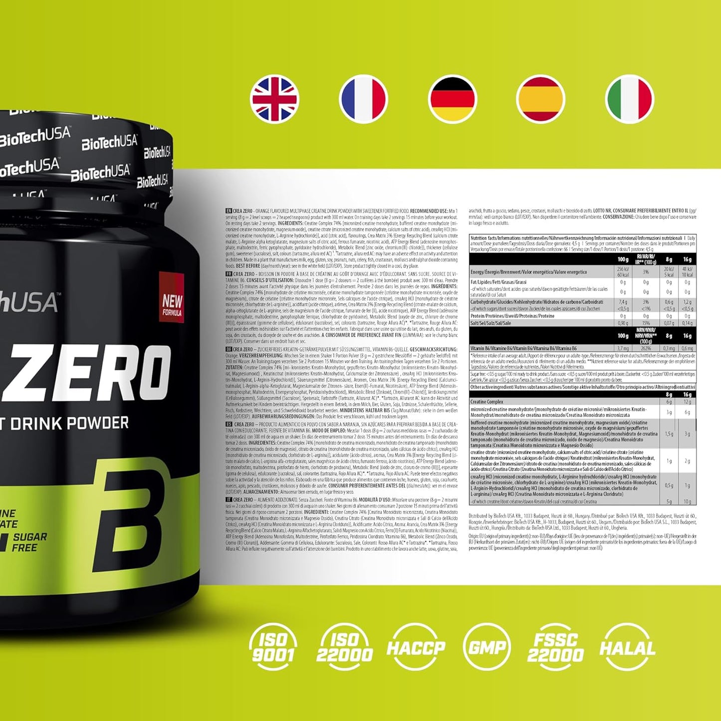 BioTechUSA Crea Zero Orange Flavor | 320g